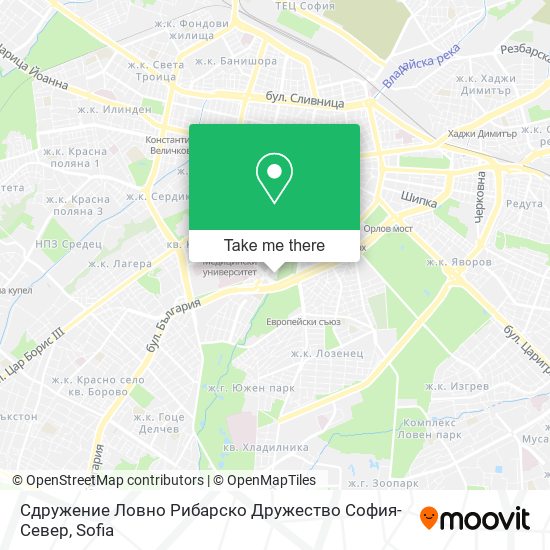 Карта Сдружение Ловно Рибарско Дружество София-Север
