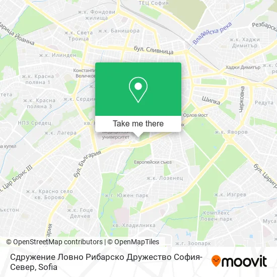 Карта Сдружение Ловно Рибарско Дружество София-Север
