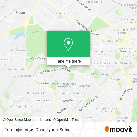 Карта Топлофикация Овча купел