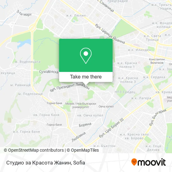 Карта Студио за Красота Жанин