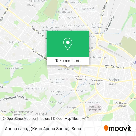 Карта Арена запад (Кино Арена Запад)