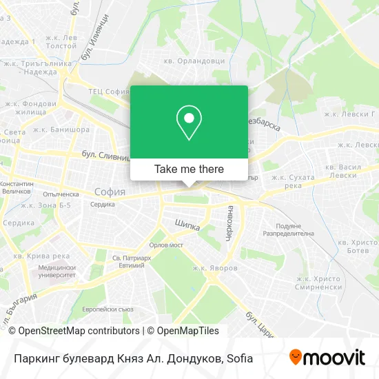Карта Паркинг булевард Княз Ал. Дондуков