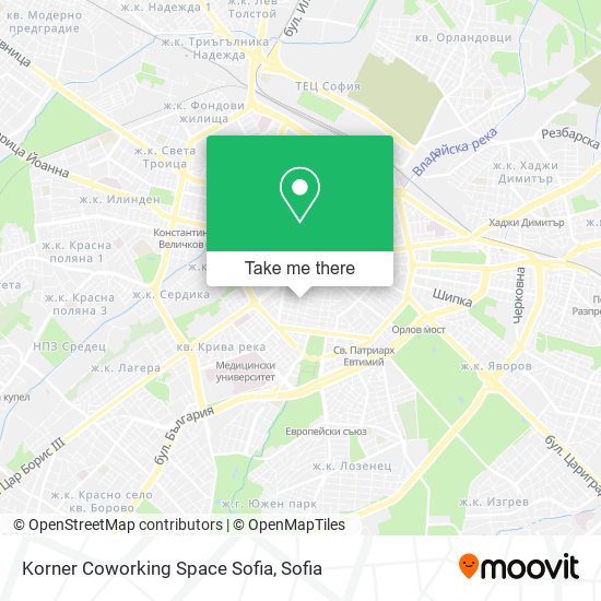 Карта Korner Coworking Space Sofia