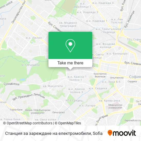 Карта Станция за зареждане на електромобили