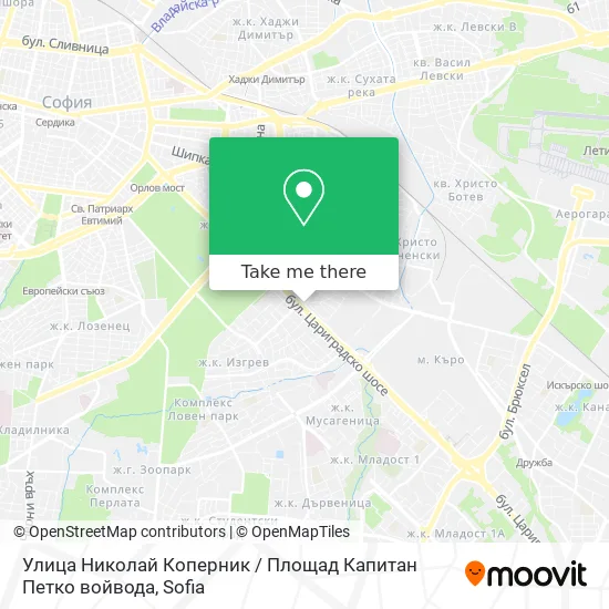 Карта Улица Николай Коперник / Площад Капитан Петко войвода