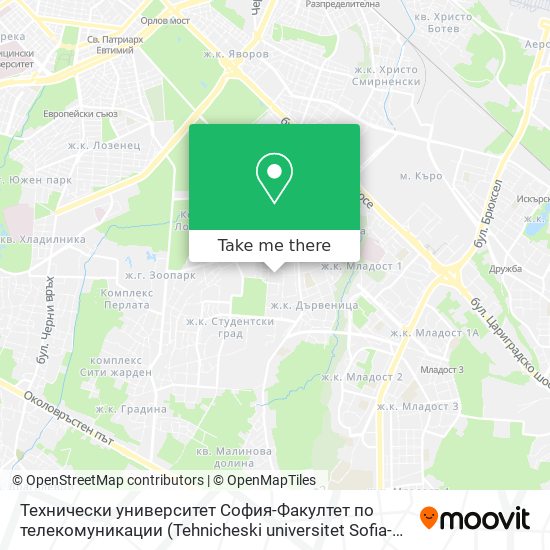 Карта Технически университет София-Факултет по телекомуникации