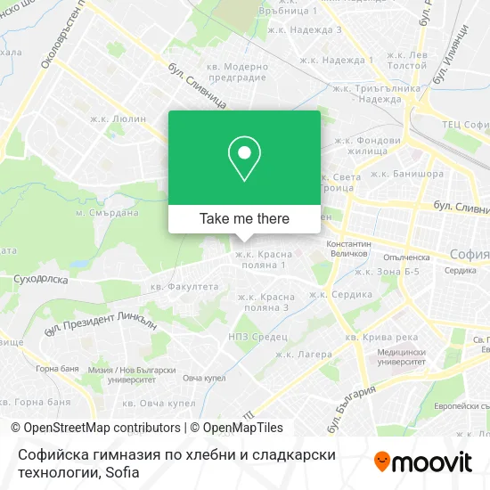 Карта Софийска гимназия по хлебни и сладкарски технологии