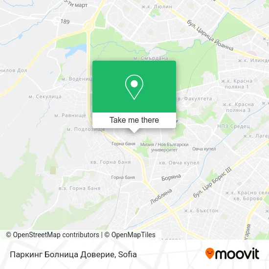 Карта Паркинг Болница Доверие