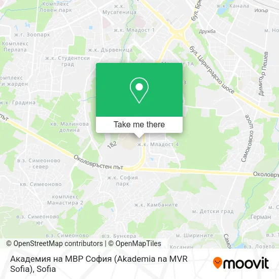 Карта Академия на МВР София (Akademia na MVR Sofia)