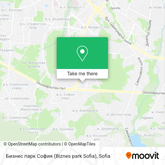 Карта Бизнес парк София (Biznes park Sofia)