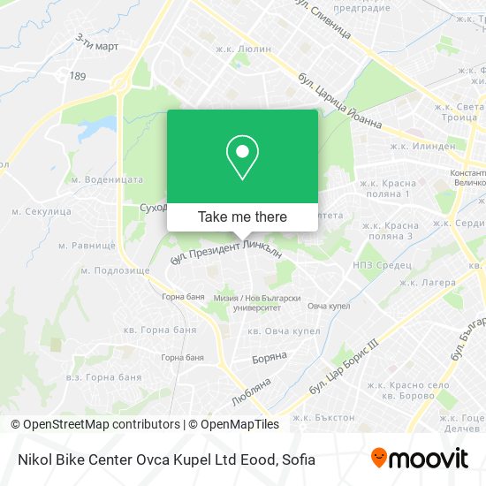 Nikol Bike Center Ovca Kupel Ltd Eood map