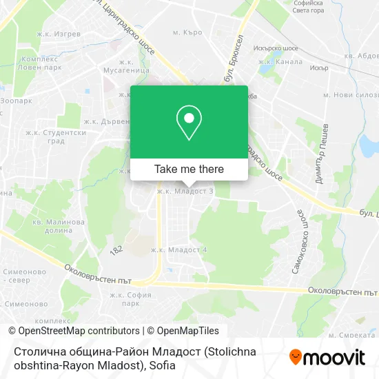 Карта Столична община-Район Младост (Stolichna obshtina-Rayon Mladost)