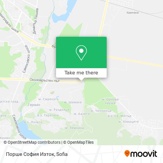Порше София Изток map