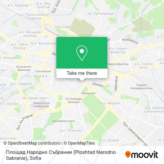 Карта Площад Народно Събрание (Ploshtad Narodno Sabranie)