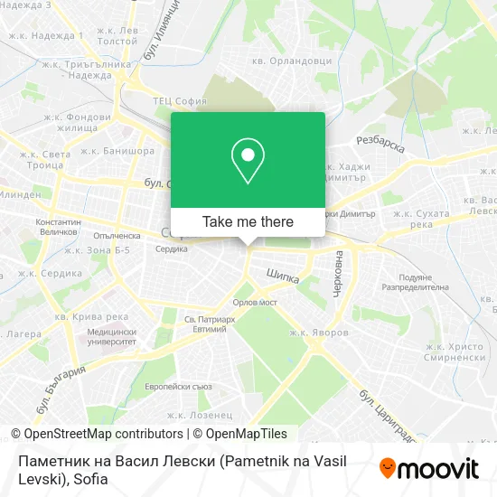 Карта Паметник на Васил Левски (Pametnik na Vasil Levski)