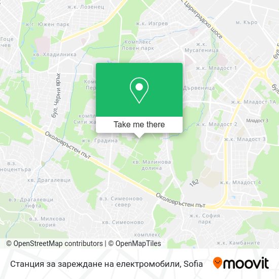 Карта Станция за зареждане на електромобили