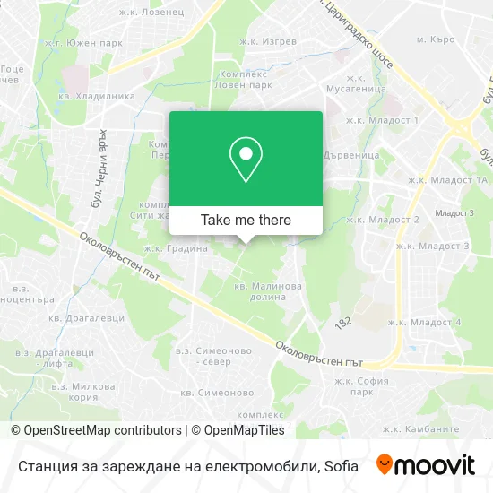 Карта Станция за зареждане на електромобили