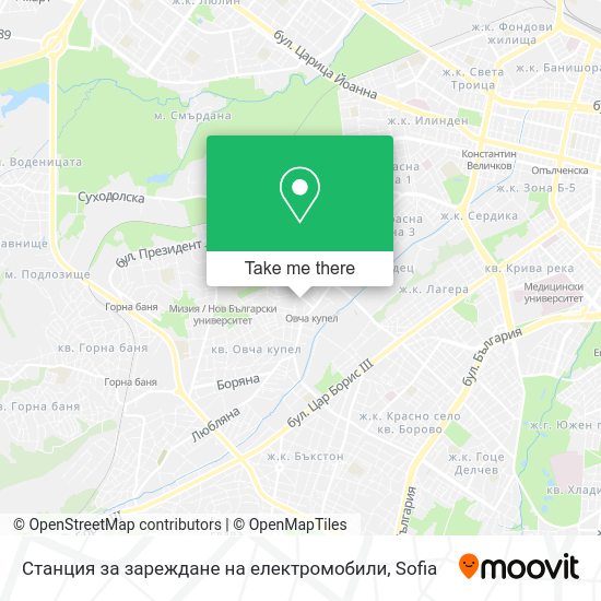 Карта Станция за зареждане на електромобили