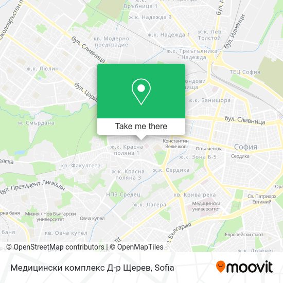 Карта Медицински комплекс Д-р Щерев