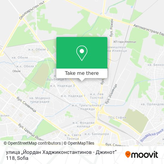 Карта улица „Йордан Хаджиконстантинов - Джинот“ 118