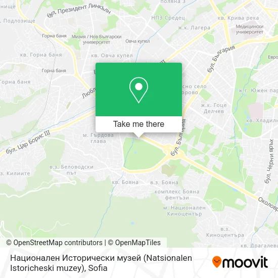 Карта Национален Исторически музей (Natsionalen Istoricheski muzey)