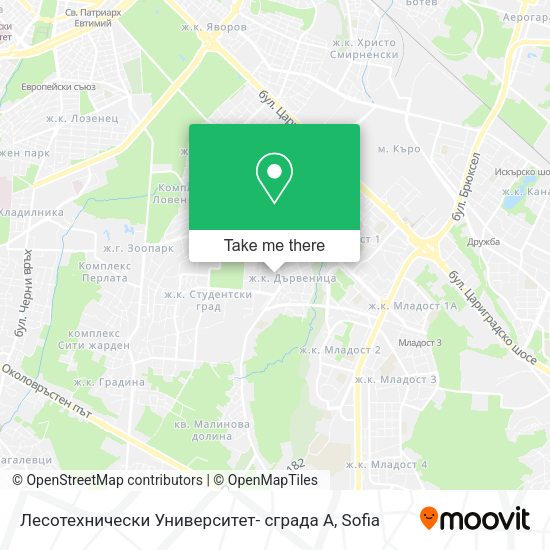 Карта Лесотехнически Университет- сграда А