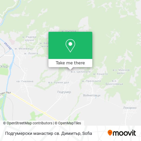 Карта Подгумерски манастир св. Димитър
