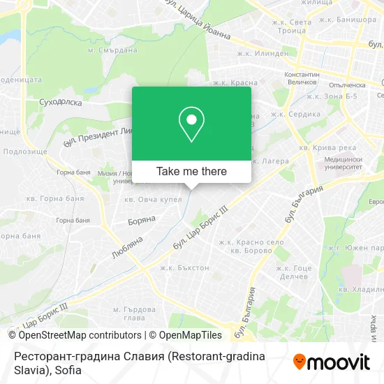 Карта Ресторант-градина Славия (Restorant-gradina Slavia)