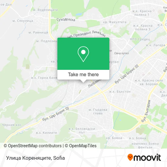 Карта Улица Кореняците