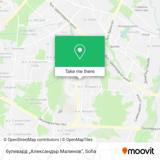Карта булевард „Александър Малинов“