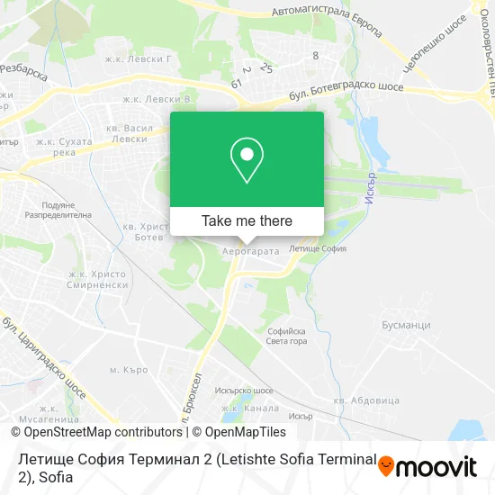 Карта Летище София Терминал 2 (Letishte Sofia Terminal 2)