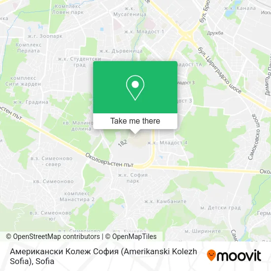 Карта Американски Колеж София (Amerikanski Kolezh Sofia)