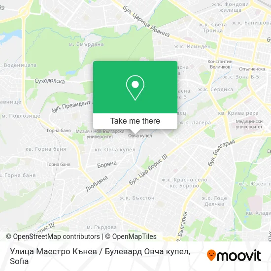 Карта Улица Маестро Кънев / Булевард Овча купел