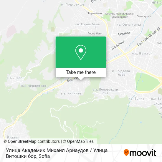 Карта Улица Академик Михаил Арнаудов / Улица Витошки бор
