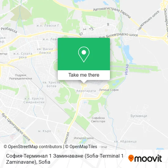 Карта София-Терминал 1 Заминаване (Sofia-Terminal 1 Zaminavane)