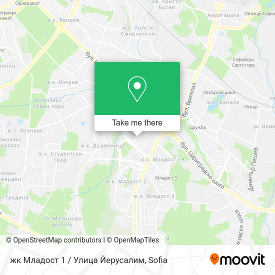 Карта жк Младост 1 / Улица Йерусалим