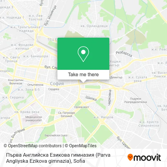 Карта Първа Английска Езикова гимназия (Parva Angliyska Ezikova gimnazia)