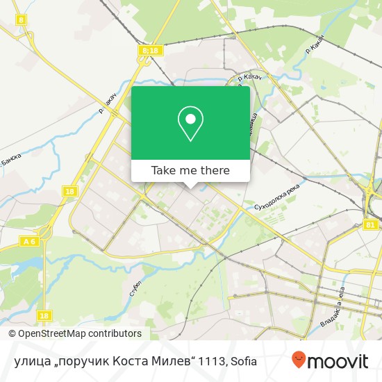 Карта улица „поручик Коста Милев“ 1113