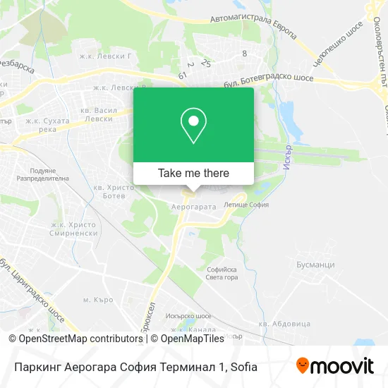 Карта Паркинг Аерогара София Терминал 1