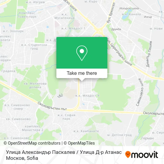 Карта Улица Александър Паскалев / Улица Д-р Атанас Москов