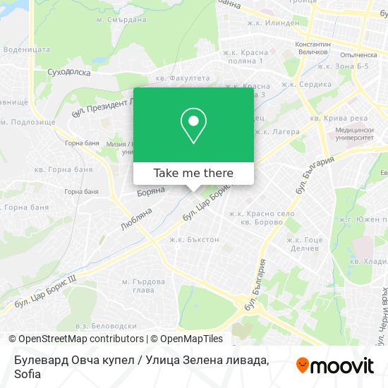 Карта Булевард Овча купел / Улица Зелена ливада