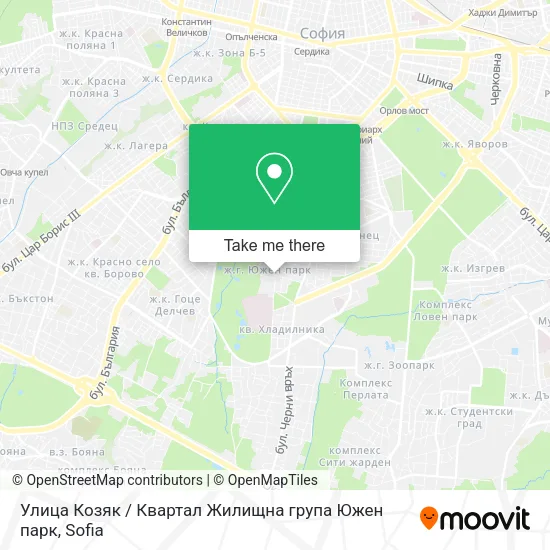 Карта Улица Козяк / Квартал Жилищна група Южен парк