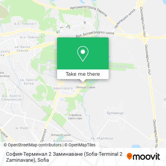 Карта София-Терминал 2 Заминаване (Sofia-Terminal 2 Zaminavane)