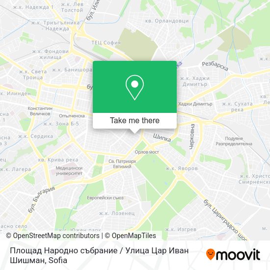 Карта Площад Народно събрание / Улица Цар Иван Шишман