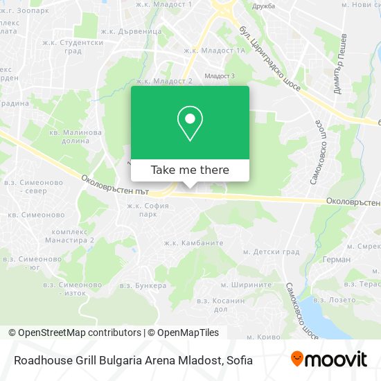 Roadhouse Grill Bulgaria Arena Mladost map