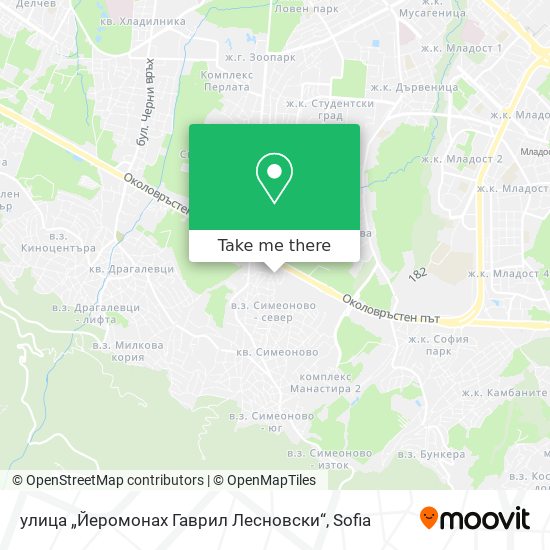 Карта улица „Йеромонах Гаврил Лесновски“
