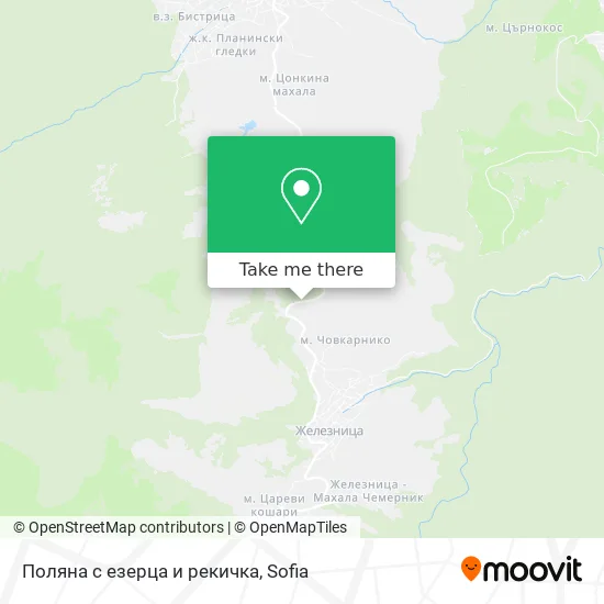 Карта Поляна с езерца и рекичка
