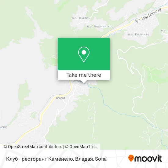 Карта Клуб - ресторант Каменело, Владая