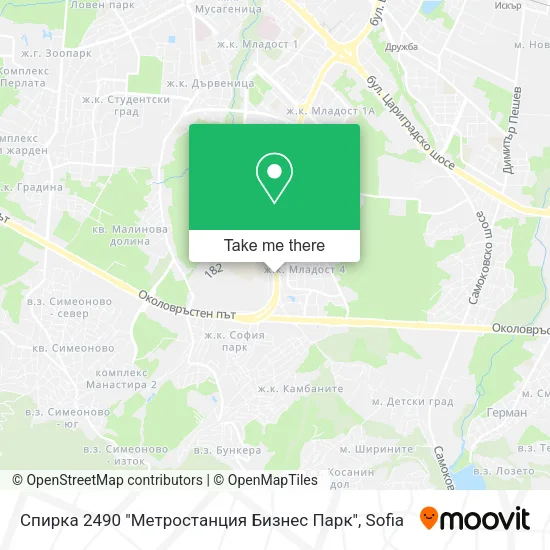 Карта Спирка 2490 "Метростанция Бизнес Парк"
