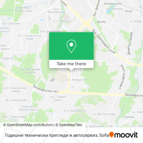 Карта Годишни технически прегледи и автосервиз